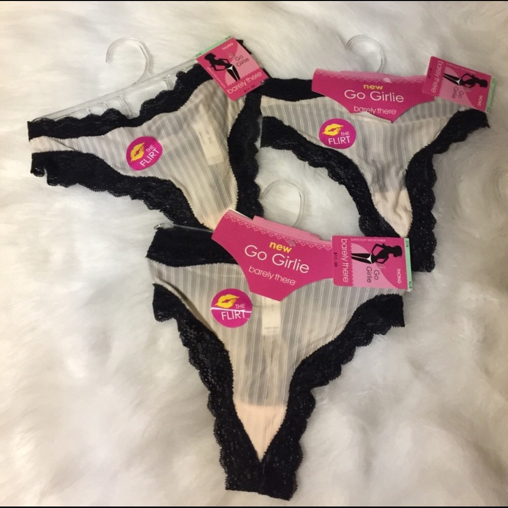 Girly girl barely there 3 pair black & Ivory
